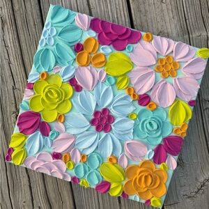 HANDMADE Colorful Floral Canvas Art